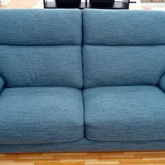 ☆ジモティ割あり☆ ソファ ブルー H89×D91×W178 クリーニング済み YJ484