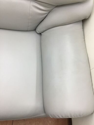 ?お買い得?3Pソファ 3人掛け コンパクトタイプ 合皮 グレー　3382