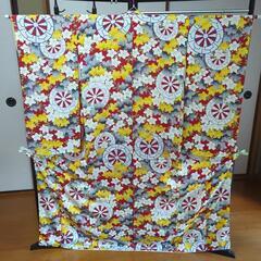 アンティーク　振袖　二尺袖　正絹　錦紗ちりめん　百合の花　袴　お祝い