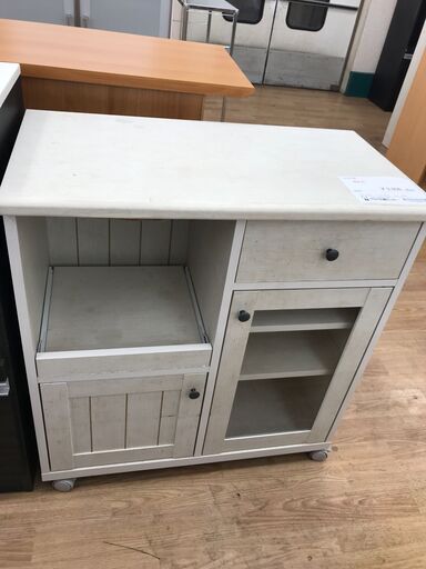 ★ジモティ割あり★  レンジ台 アイボリー H80×W74×D40 クリーニング済み KJ2639