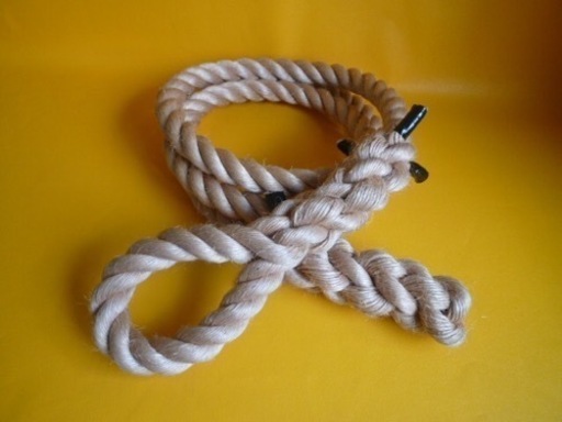 登り綱　ターザンロープ　麻ロープ直径50ｍｍ　片端アイ加工　片端逆サツマ加工