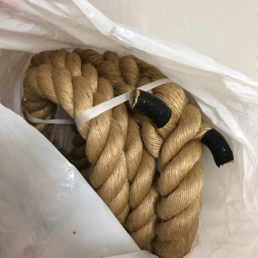 登り綱 ターザンロープ 麻ロープ直径50mm 片端アイ加工 片端逆サツマ加工