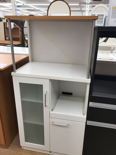 ★ジモティ割あり★  レンジ台 ナチュラル×ホワイト H120×W60×D39 クリーニング済み KJ2640