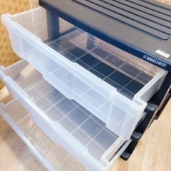 【引取】黒 3段衣装ケース 衣類ケース 収納棚の画像