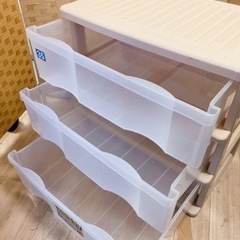 【引取】ベージュ 3段衣装ケース 衣類ケース 収納棚の画像