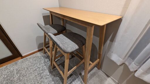 ニトリ：カウンターテーブル＋チェア (2 脚セット)