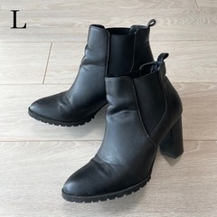 ショートブーツ サイドゴア ブーツ 黒 L