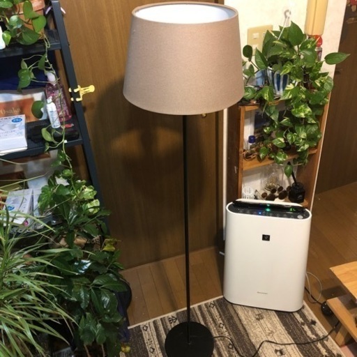 オーム電機 フロアスタンド 麻 ブラウン E26 YN10BW TF-YN10BW
