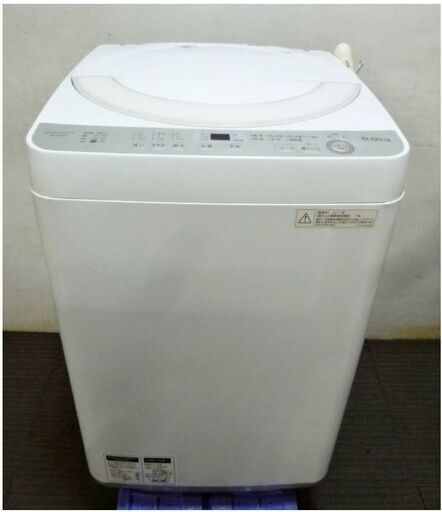【3ヵ月保証】SHARP/シャープ　全自動洗濯機　ES-GE6B-W　6.0㎏　2017年製　動作良好　「穴なし槽」　「シワ抑えコース」「ほぐし運転」