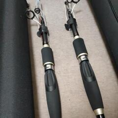 未使用 釣り竿2本セット コンパクトルアーロッド パックロッド 180 セミハードケース付 テレスコピック フィッシング カーボンロッドの画像