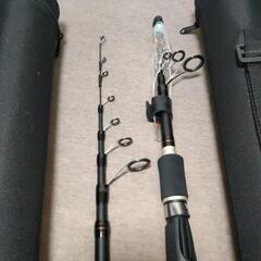 未使用 釣り竿2本セット コンパクトルアーロッド パックロッド 180 セミハードケース付 テレスコピック フィッシング カーボンロッドの画像