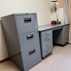 事務机（両袖引き出し）・引き出しキャビネット・デスクスタンド照明...
