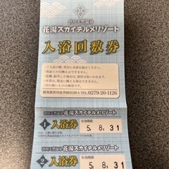 再値下げ★渋川スカイテルメ回数券（残り２枚、8／31まで）★