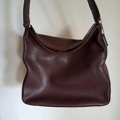COACH ブラウン レザー ショルダーバッグの画像