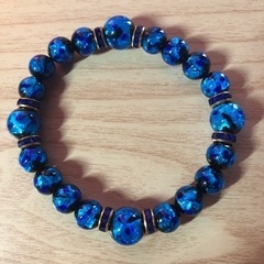 暗闇で光る 蓄光 ホタルガラス ブレスレット 12mm 10mm