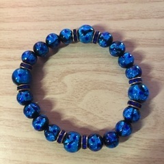 暗闇で光る 蓄光 ホタルガラス ブレスレット 12mm 10mmの画像