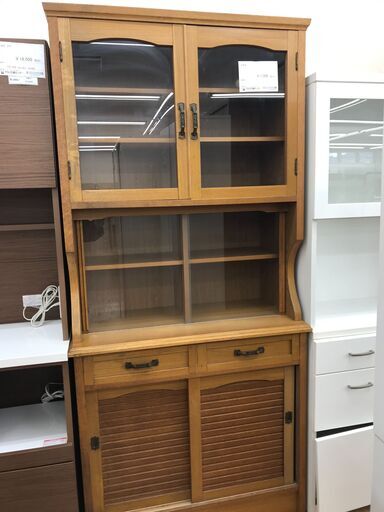 ★ジモティ割あり★  食器棚 茶色 H200×W93×D45 クリーニング済み KJ2641