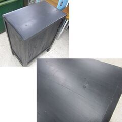キャビネット シノワズリ 蝶々柄 ミニチェスト棚 約58×74cm 黒色 札幌市北区屯田の画像