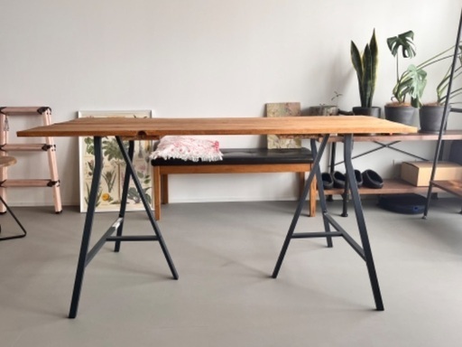 【廃盤商品/メルカリで1万円取引も】IKEA レールベリ（LERBERG） デスク架台 2脚セット+天板