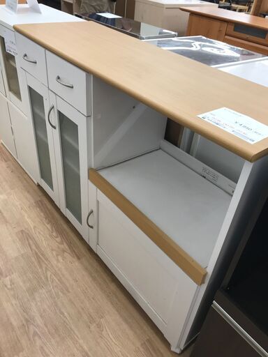 ★ジモティ割あり★  キッチンカウンター 白×ナチュラル H88×W120×D40 クリーニング済み KJ2645