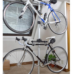 【部品全有かどうかは不明】自転車スタンド　ポール型　つっぱり式　使用半年の画像