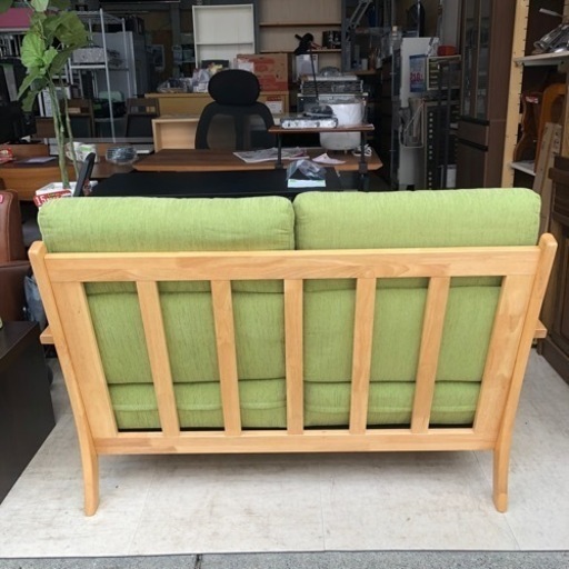 【木製 グリーン 2人掛けソファ】入荷しましたー！