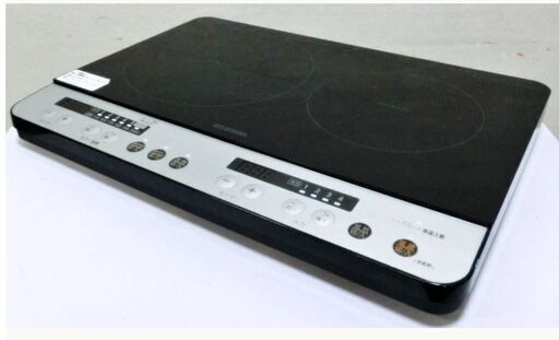 IRIS OHYAMA　アイリスオーヤマ　2口　IHコンロ　IHK-W12-B　クッキングヒーター　音声付き　2020年製　ブラック　調理機器　動作良好