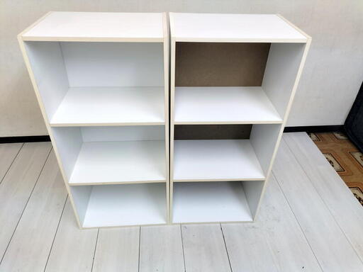 T【コレ見て】 カラーボックス　3段　白　2個セット