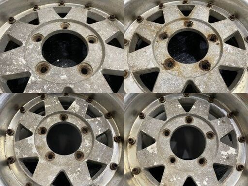 旧車ホイール ENKEI APACHE-3 エンケイ アパッチ 15インチ 4本 8J5HPCD139.7-13 希少 当時物 三菱ジープ ジムニー等　(VHV045)