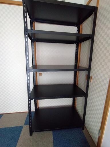 スチールラック　棚５段　ブラック　中古　室内使用品