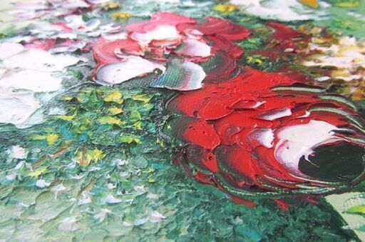 額装 油彩画 「はな」山川孝 F4 額サイズ36.5×45.5cm 油絵 札幌市北区屯田