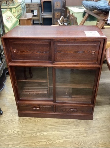 KH-78【新入荷　リサイクル品】茶棚　ケヤキ　赤茶