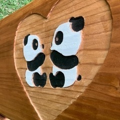 キュートなパンダのウッドプランターの画像