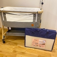 【美品】zoobly ベビーベッド　グレー　マットレス付き