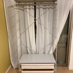 無印良品　スチールユニットシェルフ　グレー　ワードローブバー　引出し付