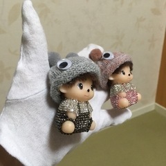 ニット帽子 赤ちゃんラインストーン付の画像