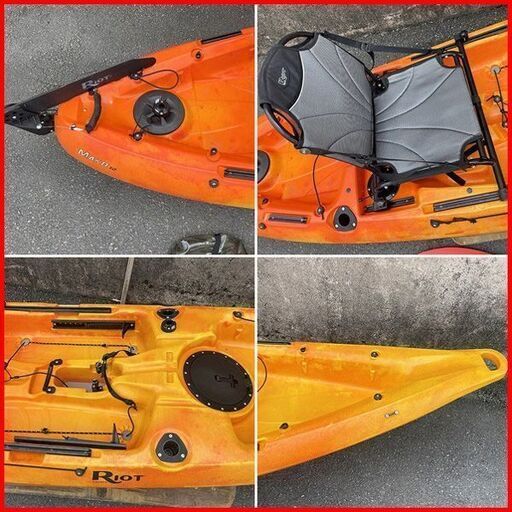 状態良好 motobell mako12/マコ12 Riot Kayaks/ライオットカヤックス ペダル式フィッシングカヤック インパルスドライブ ペダル/パドル付 手渡し希望/自社配送可能（配送エリアについてお問い合わせください）