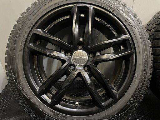 【DUNLOP WM01 225/50R17】スタッドレス【EURO TECH 17インチ 7.5J5HPCD112+38】19年製 バリ溝 ブラック audi/A4/A6等　(TF116)