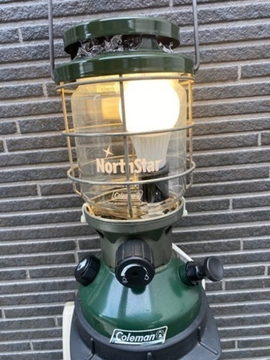「お値下げ」コールマンノーススター2000とUSAノーススターLEDに改造品とスエードランタンケース キャンプ
