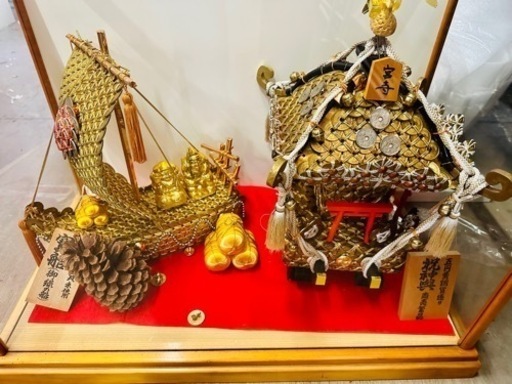 ご予約品 五円玉細工 4点セット まとめて限定 バラ不可 兜 宝船 神輿 縁起物 五月人形 美術品 骨董品