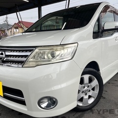 月々1.1万円〜分割払い可❗️車検2年付き！大人気☆ニッサン セレナハイウェイスター☆8人乗り☆HDDナビ☆TV/DVD☆ドライブレコーダー付きのフル装備☆事故歴修復歴なし☆車内広々三列シート‼️の画像