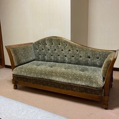 引き取り限定、カリモク家具 カウチ ソファー 、ベロア 花柄 コロニアルの画像
