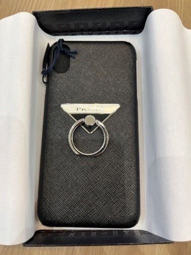 新品 未使用 PRADA iPhone XS Max スマホ ケース iPhoneケース プラダ サフィアーノ レザー 本革 リング付き
