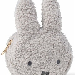 ミッフィー　ティッシュも入るふわふわポーチ グレー