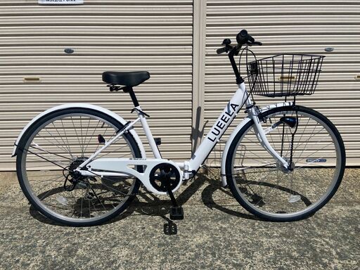 美品★　シティサイクル　26インチ　オートライト付き　6段ギア（シマノ製）ホワイト