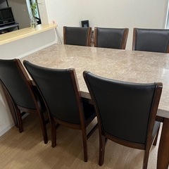 6人掛け　大理石ダイニングテーブル＋チェア