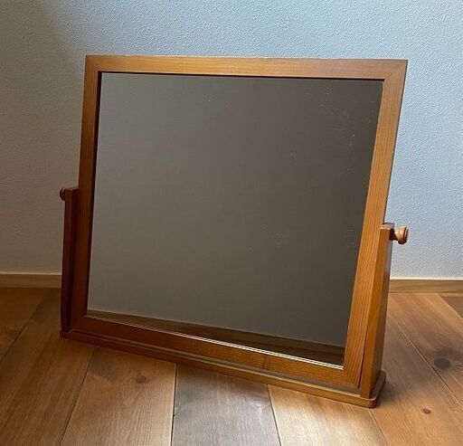 ■角度調整できる大型ミラー■46cm×54cm■木枠■大型鏡■美品■