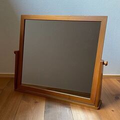 ■角度調整できる大型ミラー■46cm×54cm■木枠■大型鏡■美品■