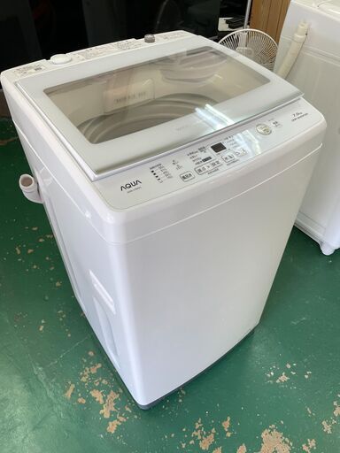 ★AQUA★ 7kg洗濯機 2021年 AQW-V7M ガラストップ 新生活 一人暮らし コンパクト シンプル 生活家電 福島 郡山市 a