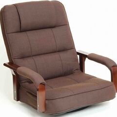 便利な回転機能付き 木肘付き 背もたれリクライニング式の座椅子 ブラウン